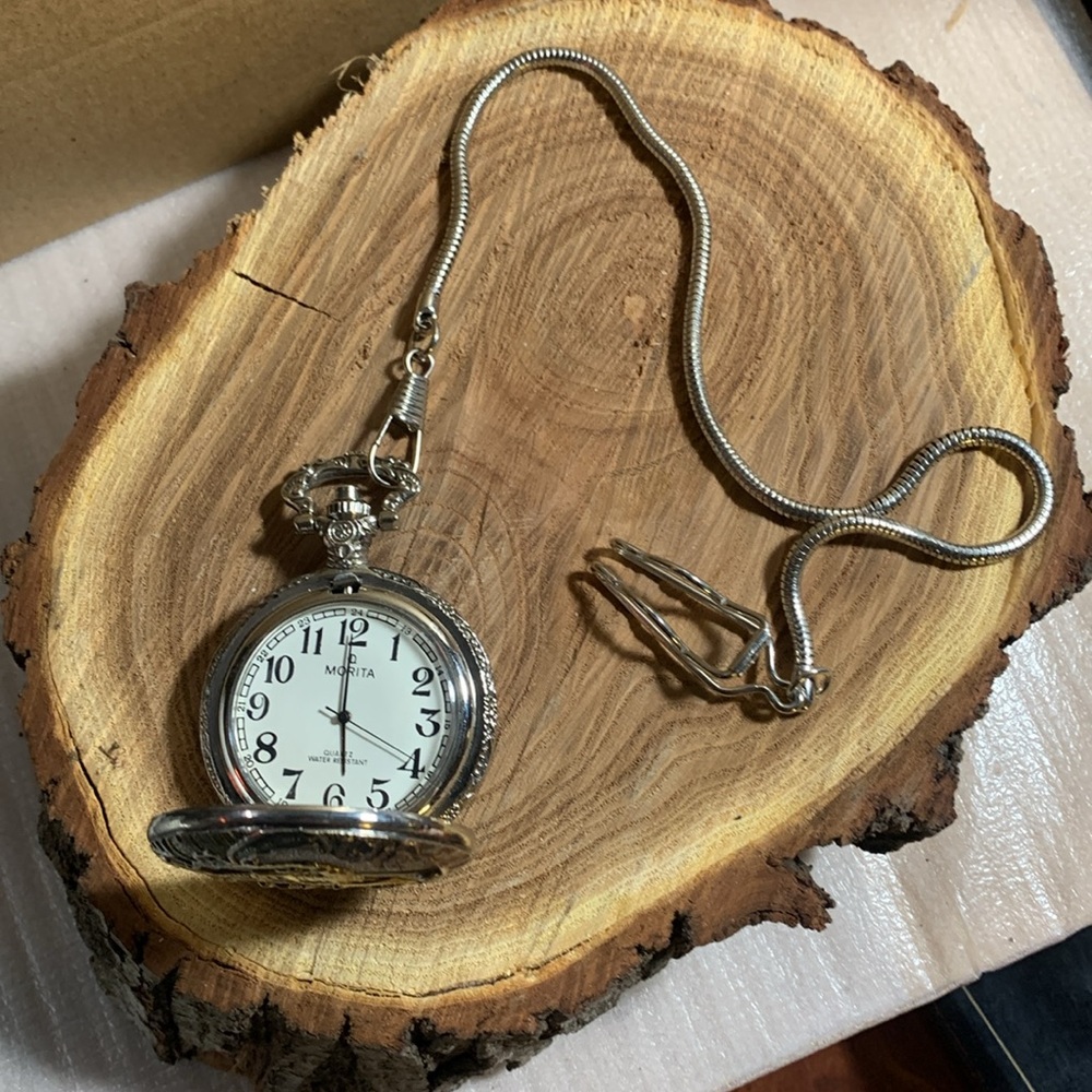 Vintage Morita Locomotive Train Pocket Watch New Battery View 3